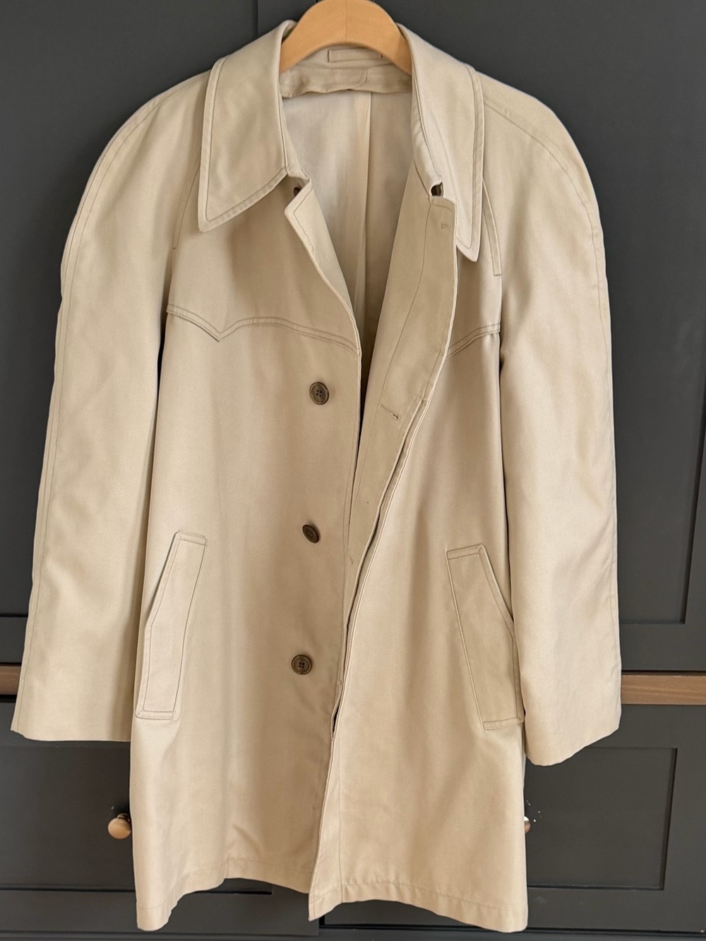 Vintage 70s/80s London Fog Western Yoke Trench Rain Coat Khaki 44L